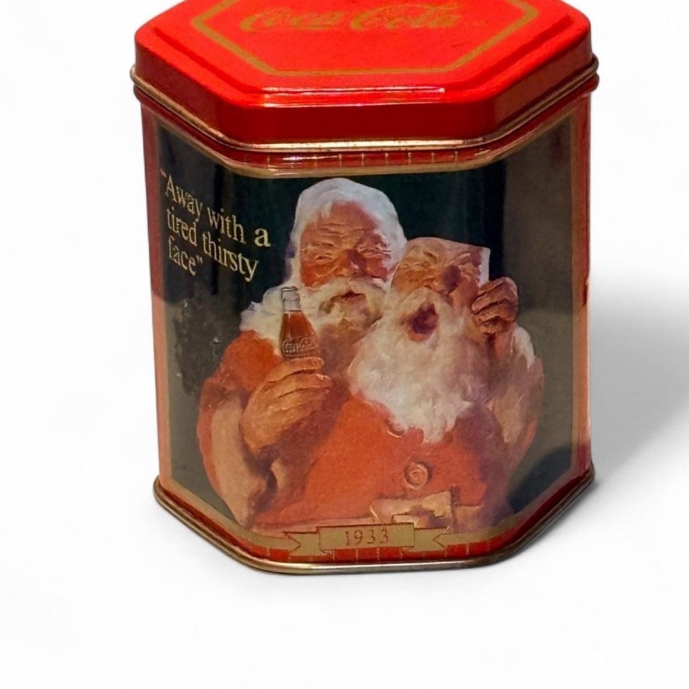 Coca-Cola Red and Gold Holiday Santa Tin